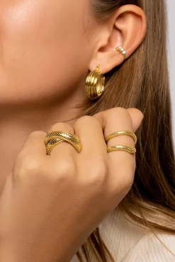 Anillo Rope Cross Oro
