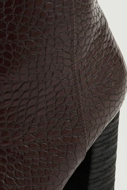 Botines De Punta Cuadrada Efecto Cocodrilo