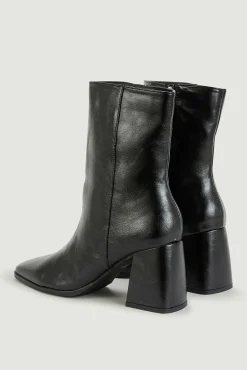 Botines De Tacon Punta Cuadrada Polipiel