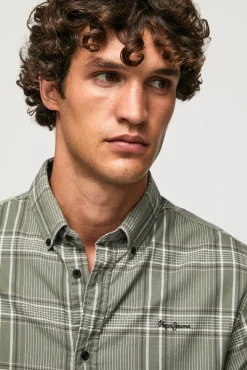 Camisa De Algodon De Cuadros Slim Fit