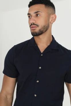 Camisa Lino Lisa Manga Corta