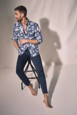 Camisa Slim Estampada Palmeras 