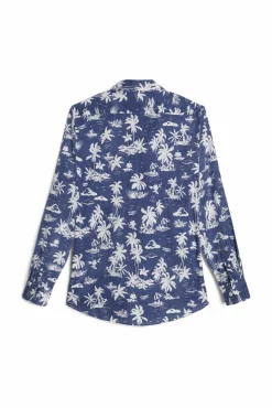 Camisa Slim Estampada Palmeras 