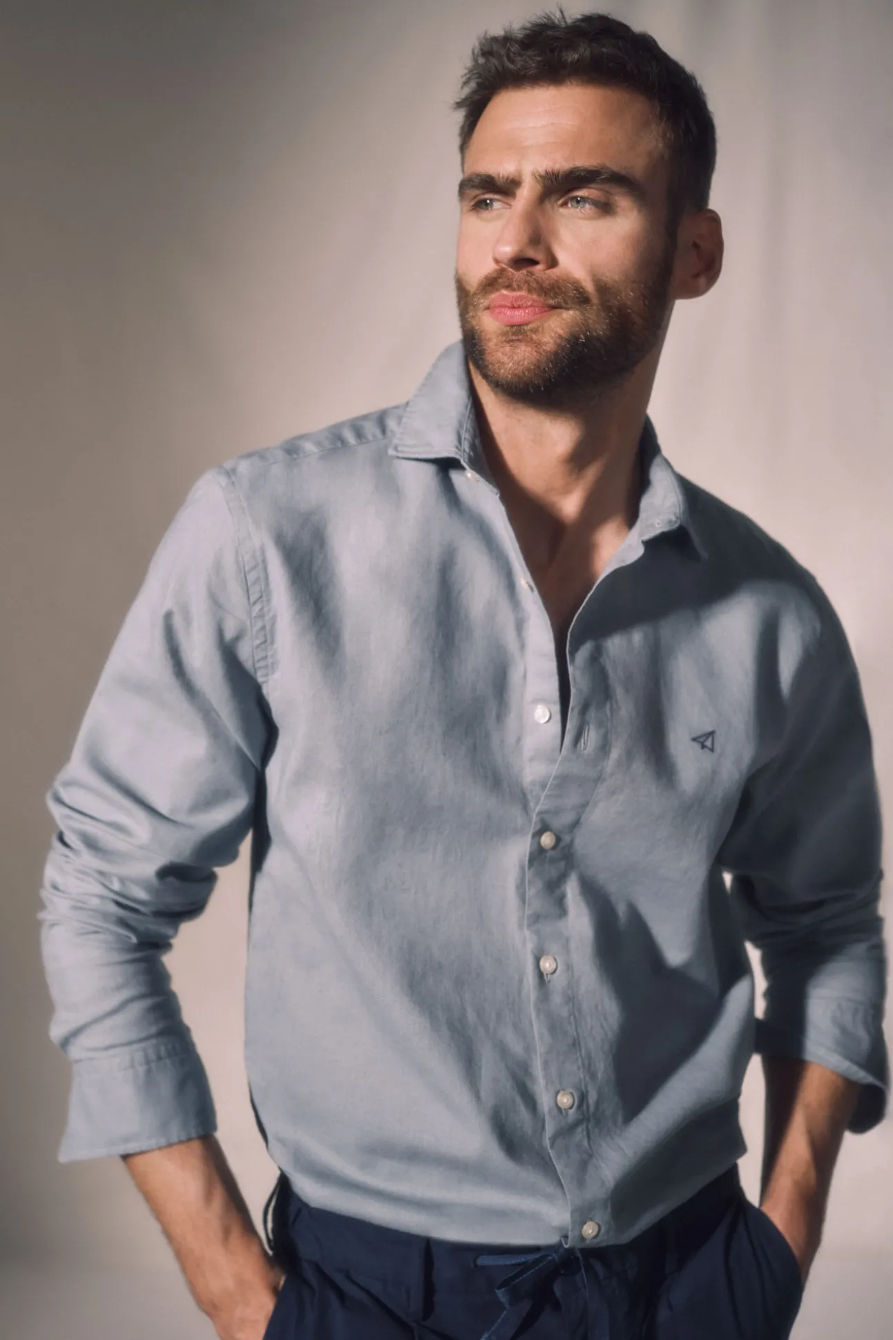 Camisa Slim Lino Manga Larga