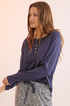 Camiseta Algodon Cuello Panadero Navy