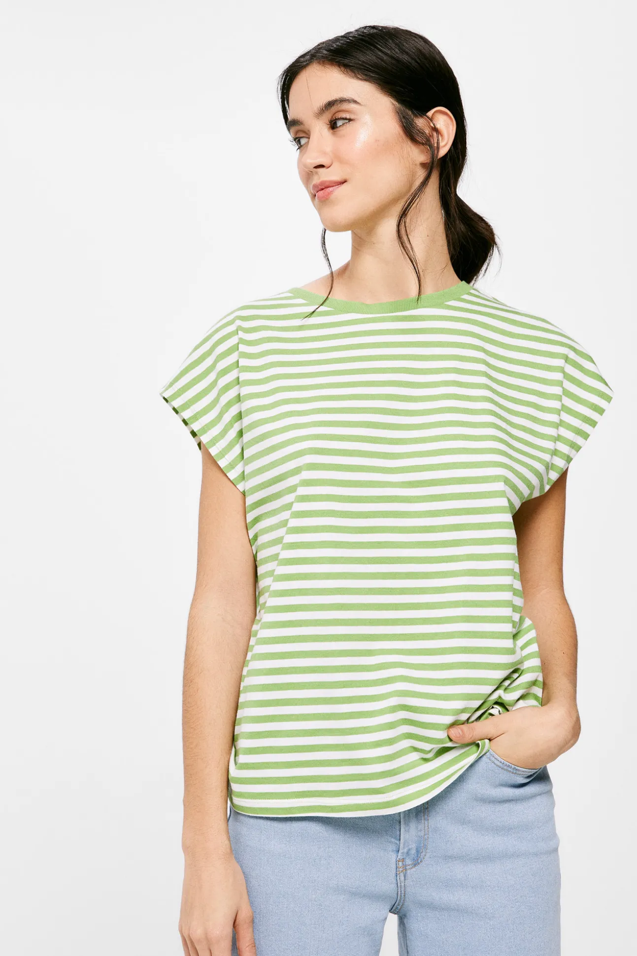 Camiseta Rayas Cuello Contraste