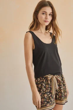 Camiseta Tirantes Algodon Encaje