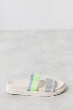 Chanclas Tiras Logo Azul/ Lima