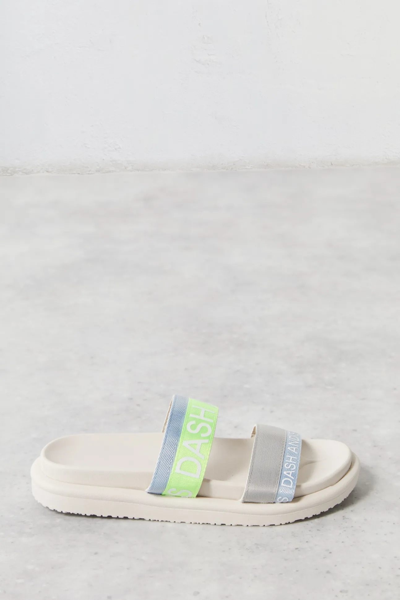 Chanclas Tiras Logo Azul/ Lima