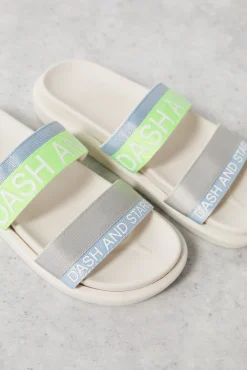 Chanclas Tiras Logo Azul/ Lima