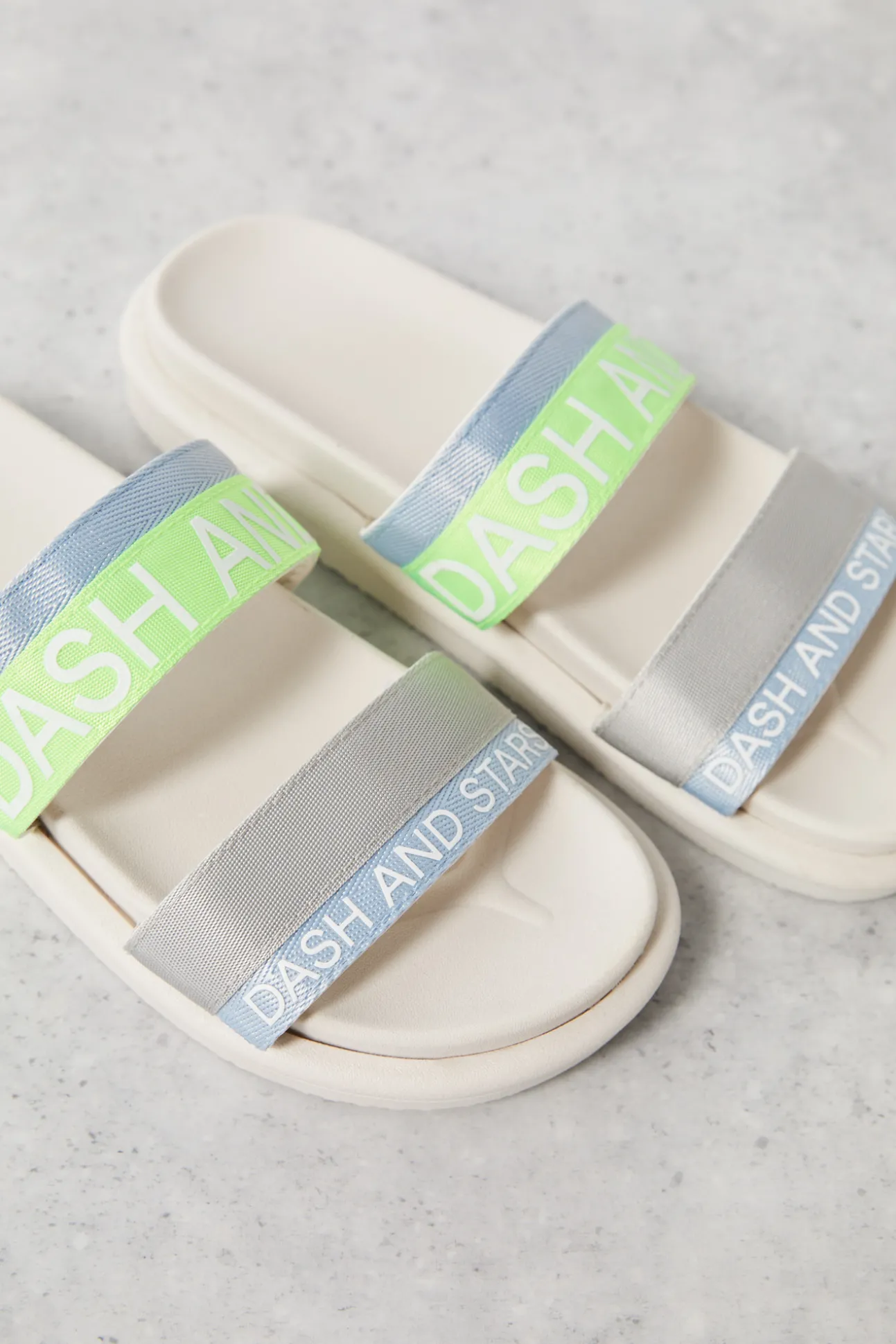 Chanclas Tiras Logo Azul/ Lima