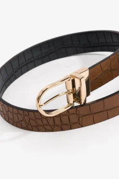 Cinturon Reversible Con Efecto Cocodrilo