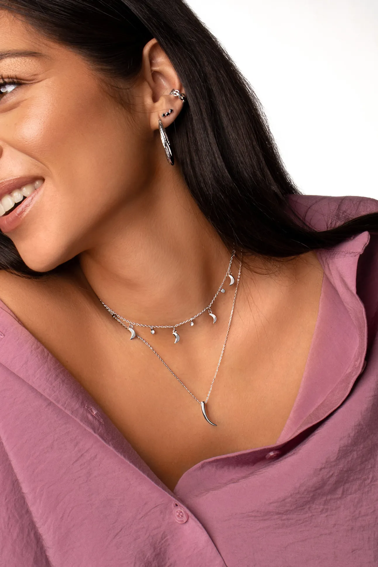 Collar Mini Crescent Moon Plata