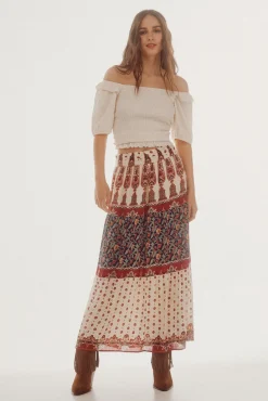 Falda Larga Fluida Estampada