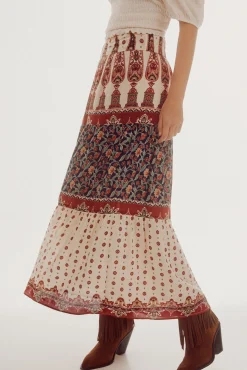 Falda Larga Fluida Estampada