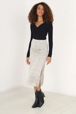 Falda Maxi Con Print De Puntos