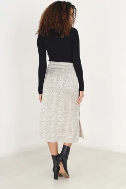Falda Maxi Con Print De Puntos