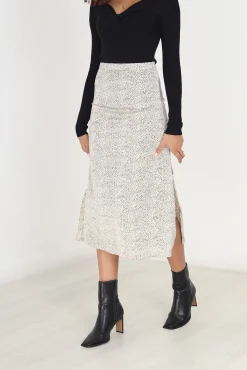 Falda Maxi Con Print De Puntos