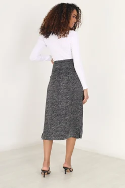 Falda Maxi Con Print De Puntos