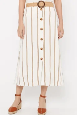 Falda Midi De Rayas