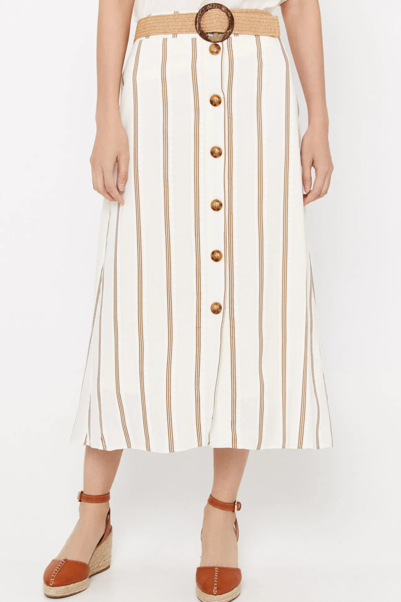 Falda Midi De Rayas