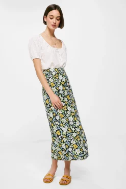 Falda Midi Estampada Abertura
