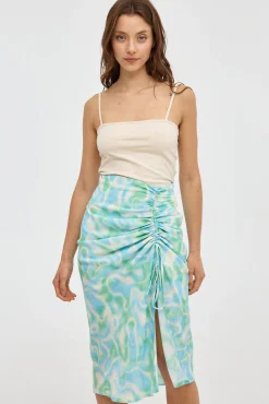 Falda Midi Frunce Print Psicod
