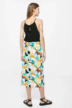 Falda Midi Nudo Estampada