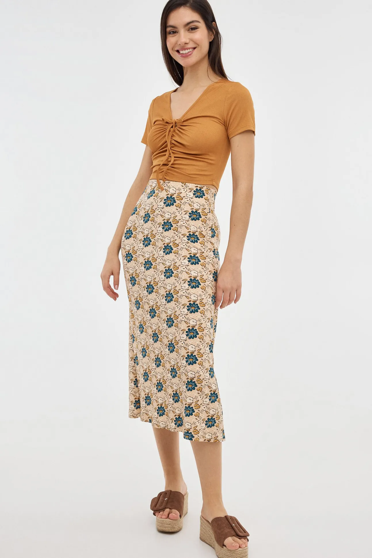 Falda Midi Print Ajustada
