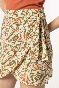 Falda Mini Cruzada Con Nudo Estampada