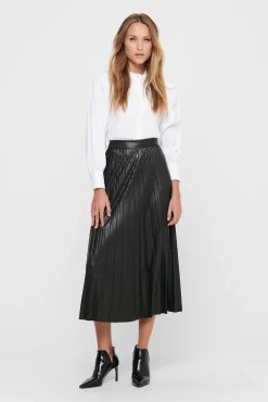 Falda Plisada Midi Polipiel
