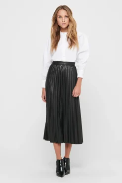 Falda Plisada Midi Polipiel