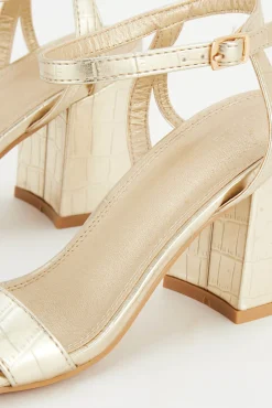 Faux Crocodile Strappy Sandals