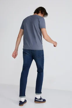 Jeans Skinny Lavado Oscuro Ensuciado