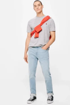 Jeans Slim Ligero Azul Verdoso Lavado Medio Claro