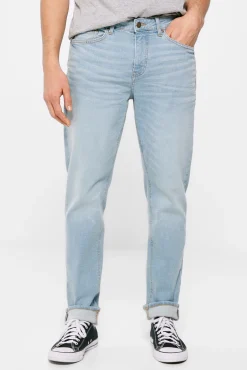 Jeans Slim Ligero Azul Verdoso Lavado Medio Claro