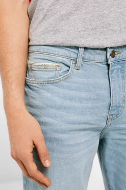 Jeans Slim Ligero Azul Verdoso Lavado Medio Claro