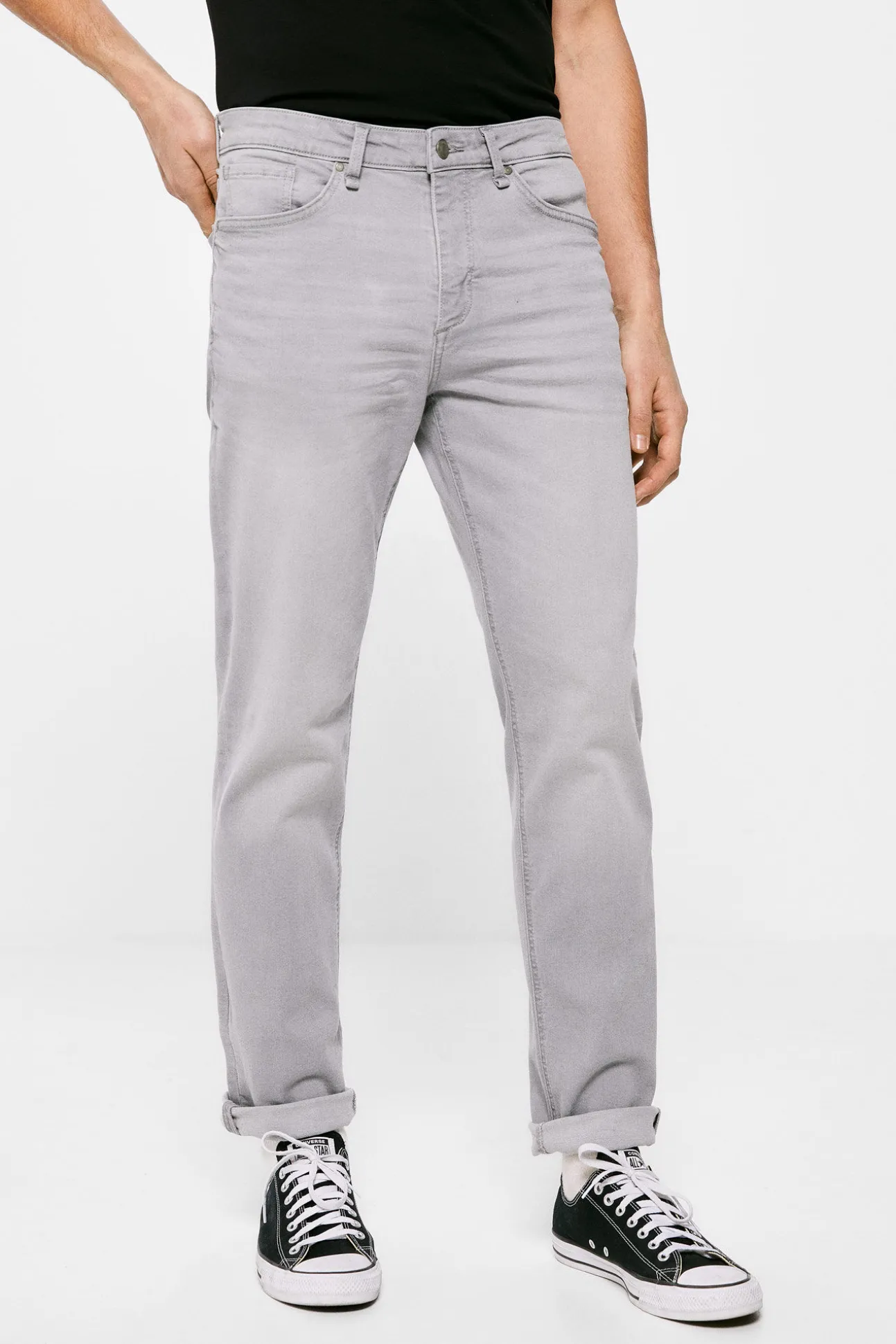 Jeans Slim Ligero Gris Lavado Claro