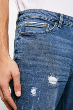 Jeans Slim Ligero Lavado Rotos Reparados
