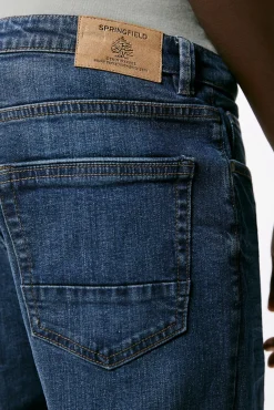 Jeans Slim Ligeros Lavado Oscuro