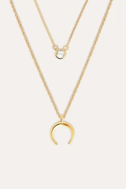 Pack 2 Collares Spark + Mini Moonset Plata Baño Oro