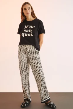 Pantalon 100% Algodon Estampado Geometrico