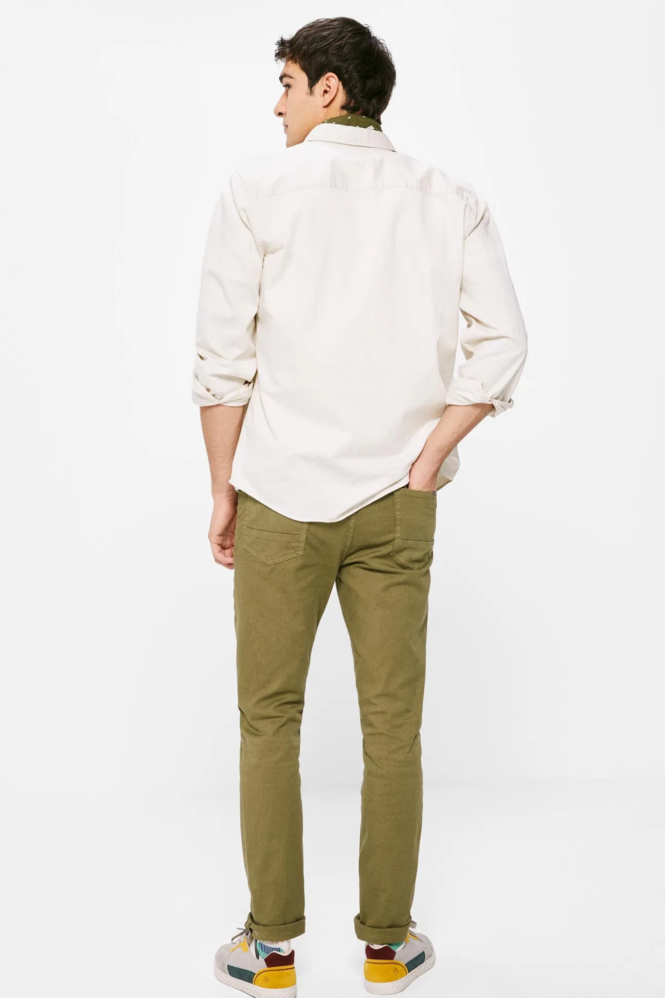 Pantalon 5 Bolsillo Color Skinny Lavado