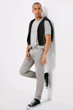 Pantalon 5 Bolsillos Ligero Color Slim Lavado