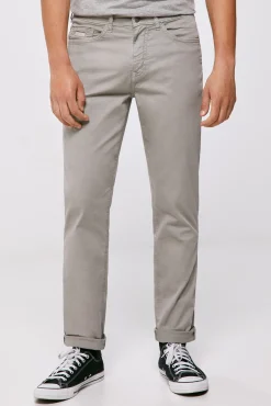 Pantalon 5 Bolsillos Ligero Color Slim Lavado