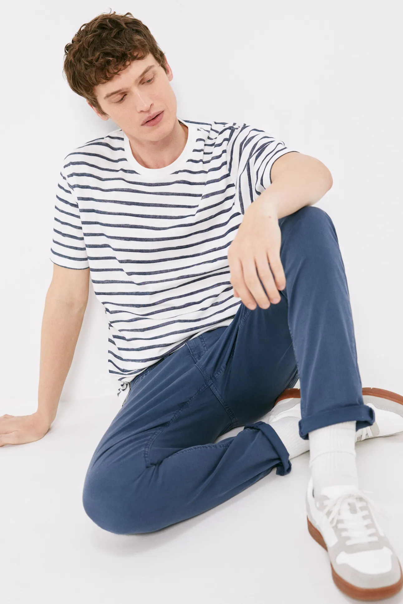 Pantalon 5 Bolsillos Ligero Color Slim Lavado