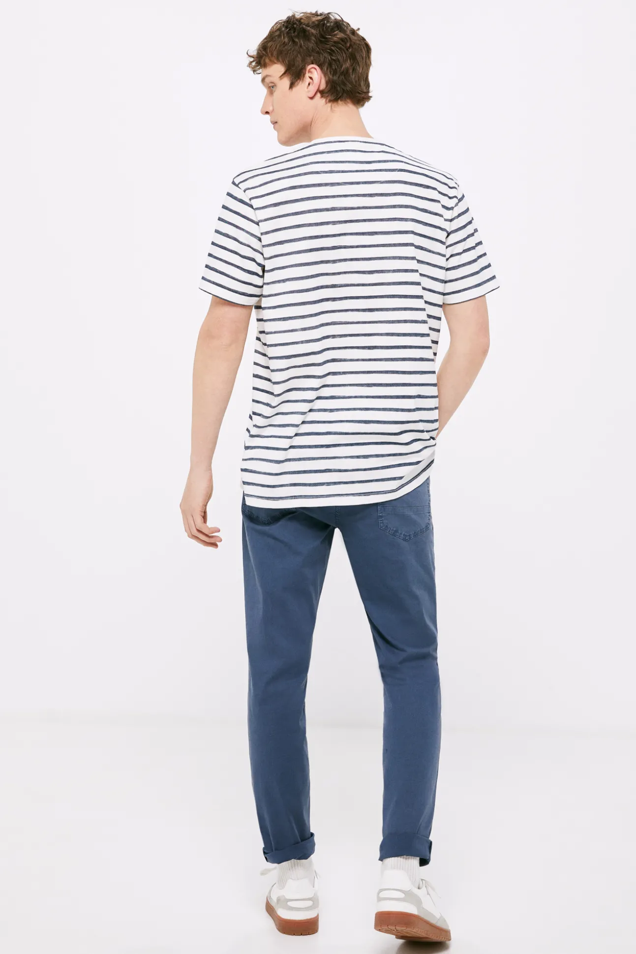 Pantalon 5 Bolsillos Ligero Color Slim Lavado