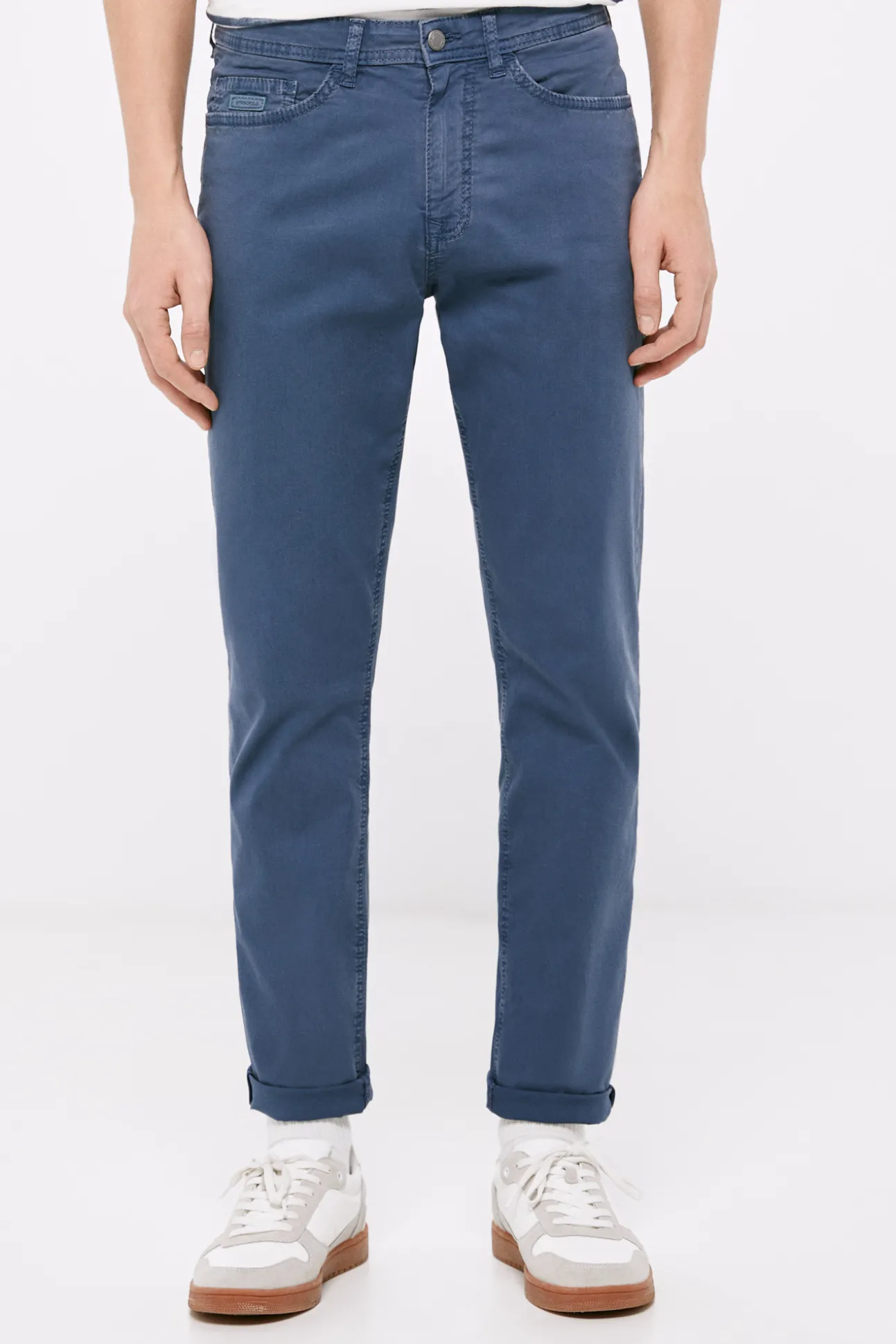 Pantalon 5 Bolsillos Ligero Color Slim Lavado