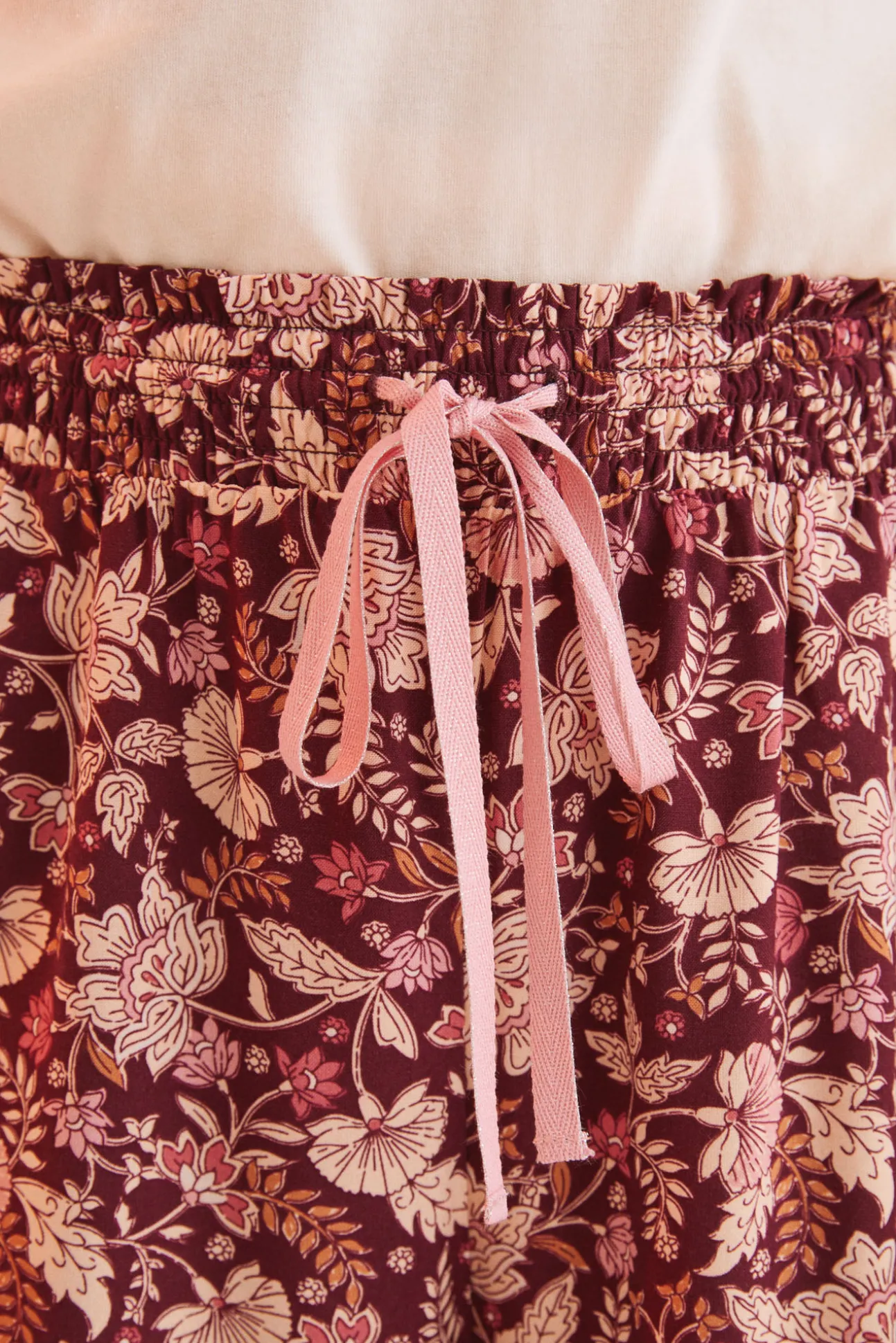 Pantalon Largo Flores Granate