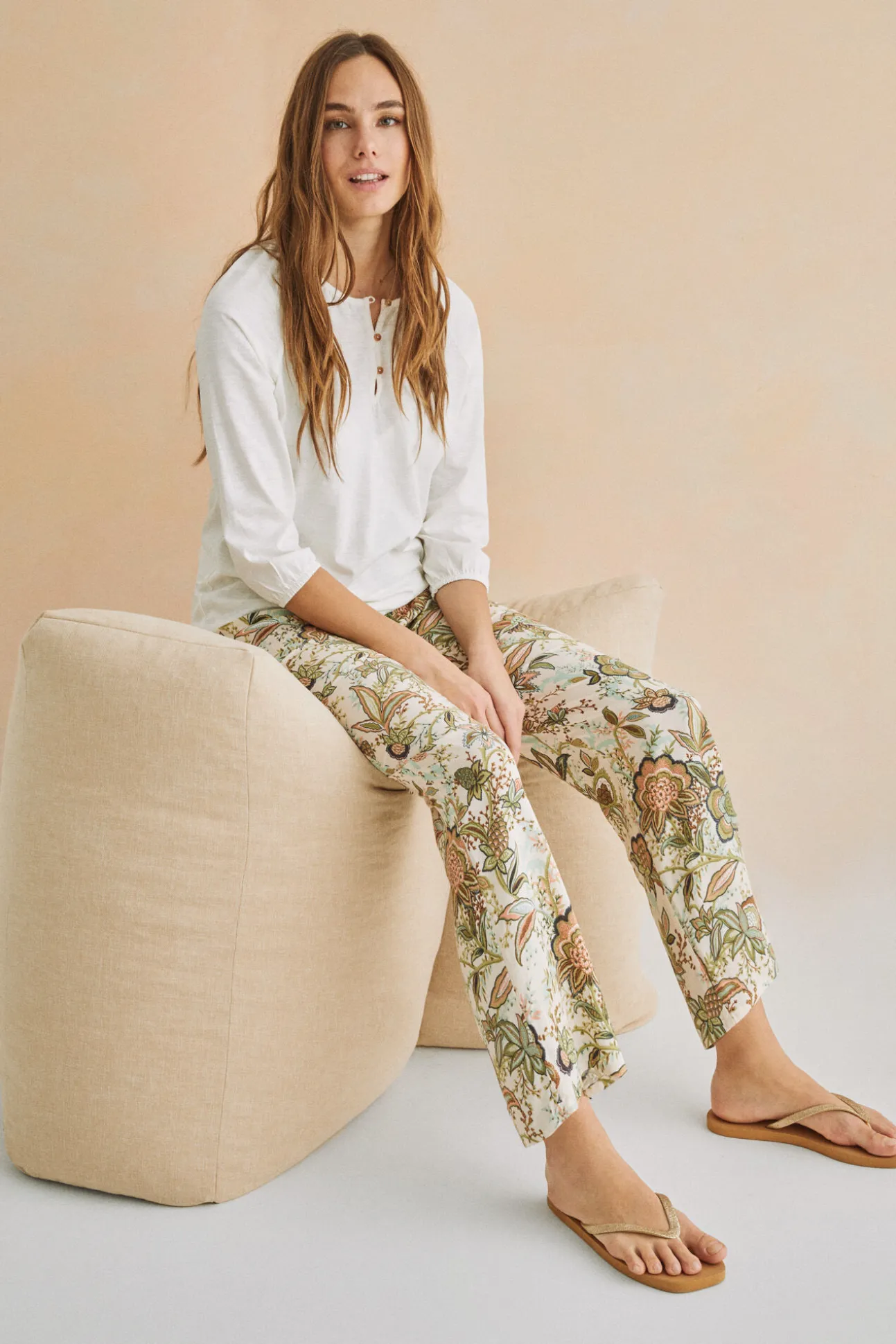 Pantalon Largo Recto Estampado